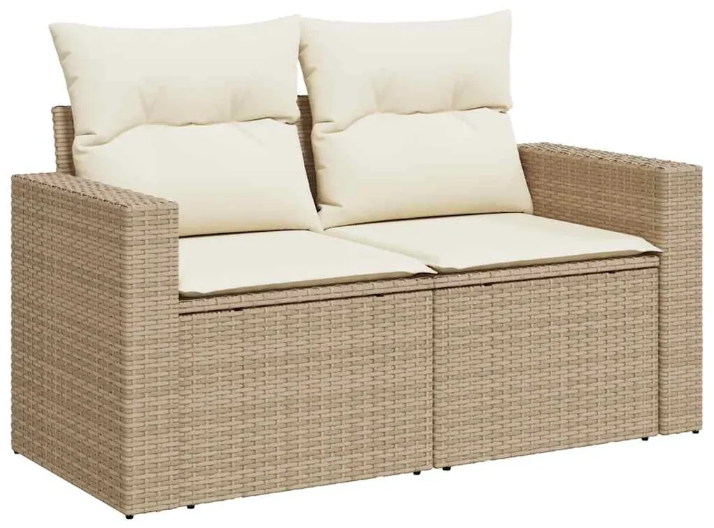 Set divano da giardino 6 pz con cuscini beige in polyrattan