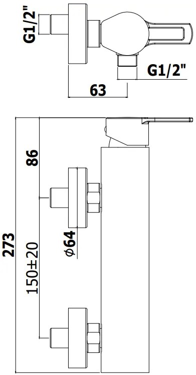 Paffoni West Ws168d Miscelatore doccia Esterno Con Set Doccetta supporto a muro in abs e flessibile Cromo