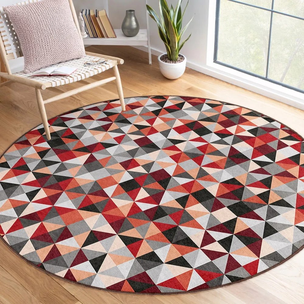 Tappeto rotondo rosso/grigio lavabile ø 80 cm Ignite – Mila Home