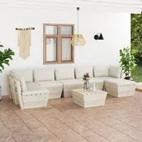 Set Divani da Giardino su Pallet 8 pz con Cuscini Legno Abete 3063614