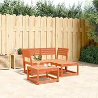 Set Divani da Giardino 3 pz Marrone Cera Legno Massello Pino 3216987