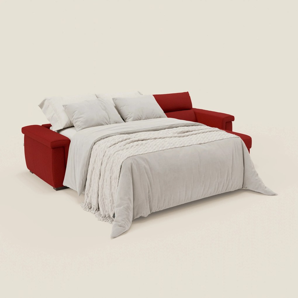 Magnolia divano letto angolare con Penisola Contenitore - Materasso H18 cm in tessuto smacchiabile T05 rosso