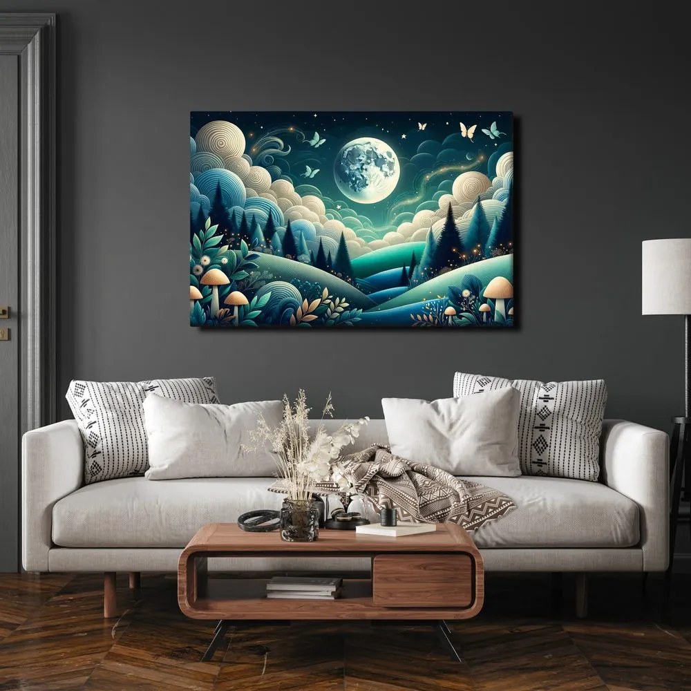 Quadro su tela – Paesaggio forestale sotto le stelle