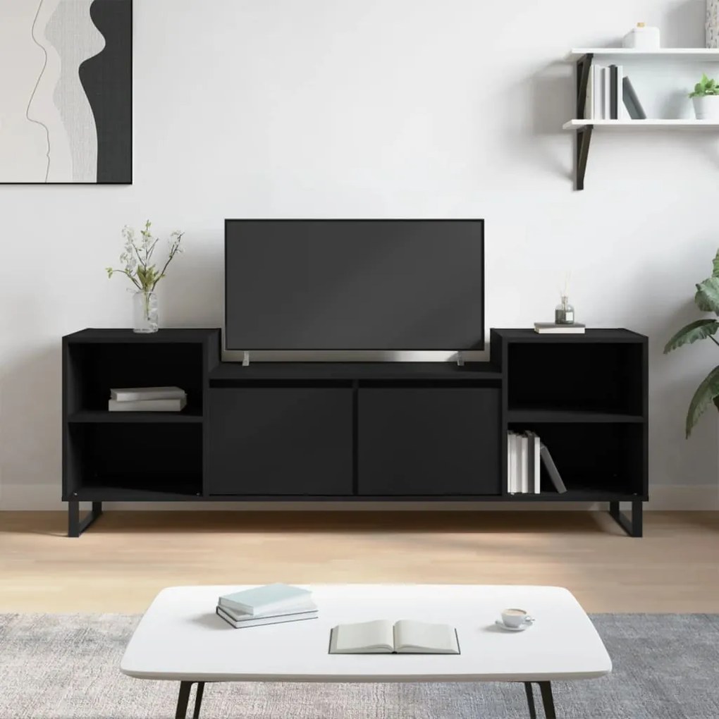 Mobile Porta Tv Nero 160x35x55 Cm İn Legno Multistrato /
