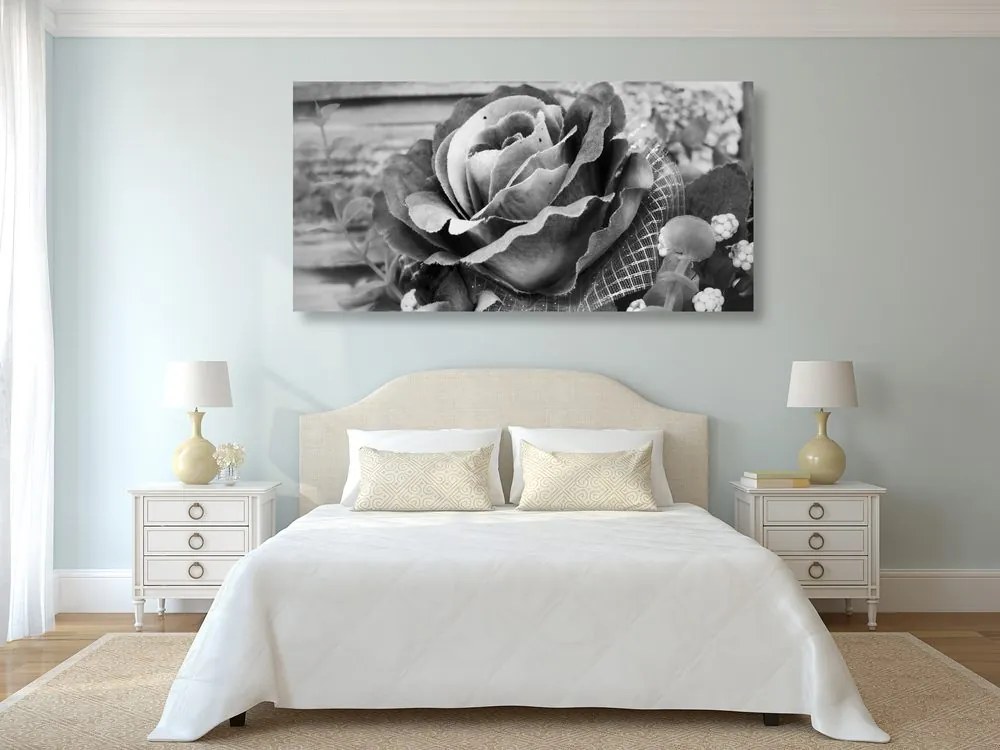 Stampa su tela – Rose vintage eleganti in bianco e nero