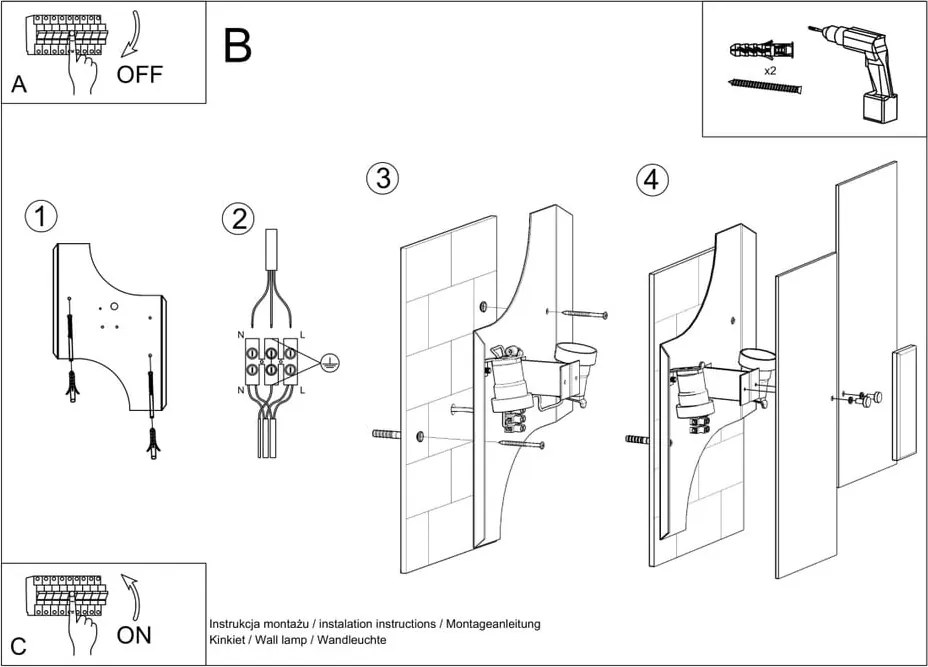 Lampada da parete bianca Veronica - Sollux