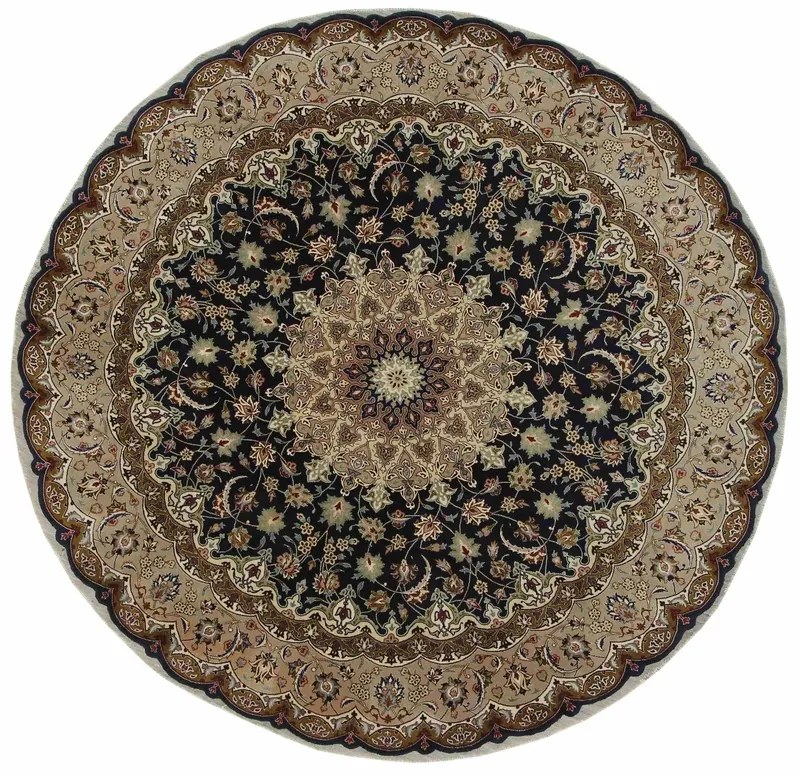 Tabriz Tappeto 200 x 200 Blu (Iran) Annodato A Mano