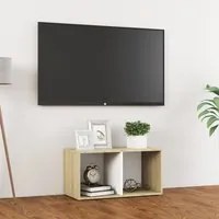 Mobile Porta TV Bianco e Rovere Sonoma 72x35x36,5 cm in Truciolato cod mxl 5839