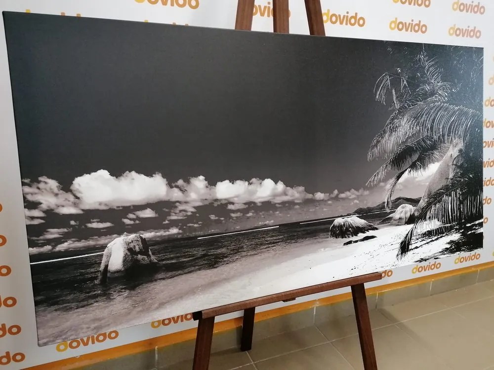 Quadro su tela – Spiaggia Anse Source in bianco e nero