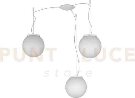 Mars sospensione spostabile vetro bianco d.20 cm 3 luci attacco e27