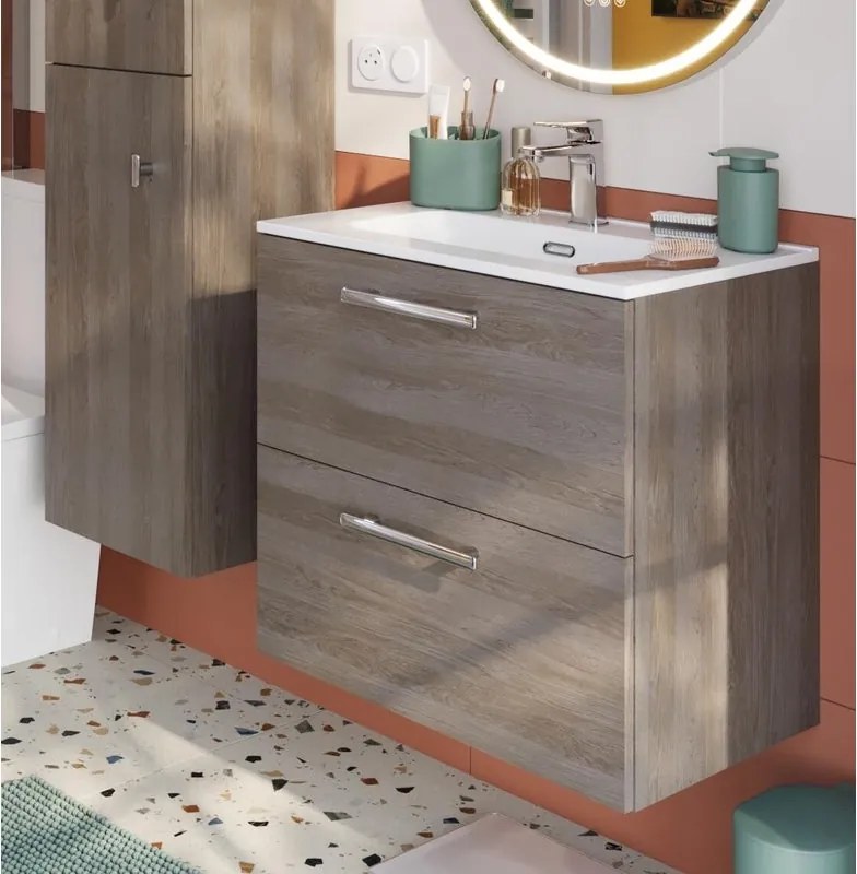 Base sospesa Remix 2 cassetti, L60 X P39 XH57.7 cm rovere grigio