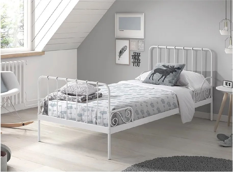 Letto per bambini in metallo bianco , 90 x 200 cm Alice - Vipack
