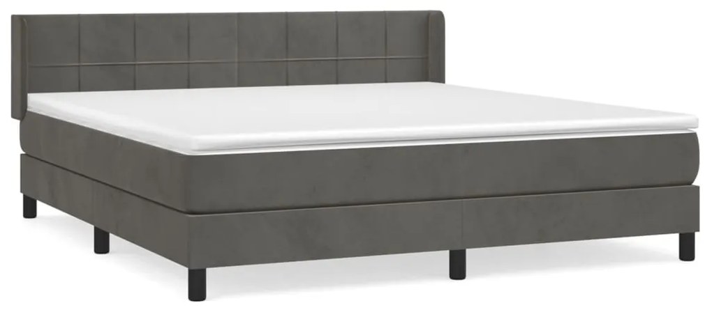 Giroletto a molle con materasso grigio scuro 180x200 cm velluto