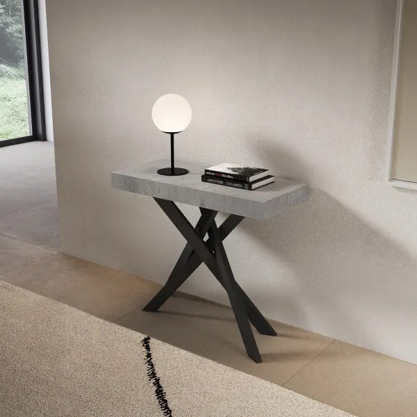 Consolle allungabile Libo Premium - Cemento gambe antracite 90x40/300 cm