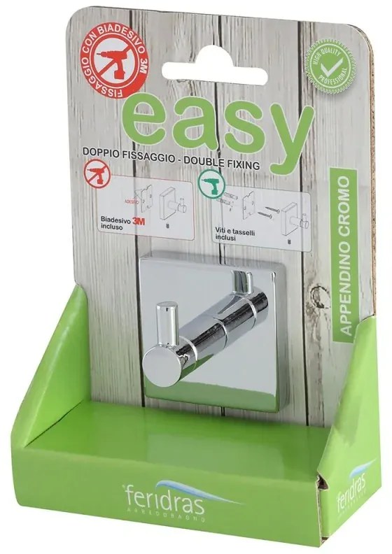 Appendino da muro in acciaio cromato con doppio fissaggio Easy