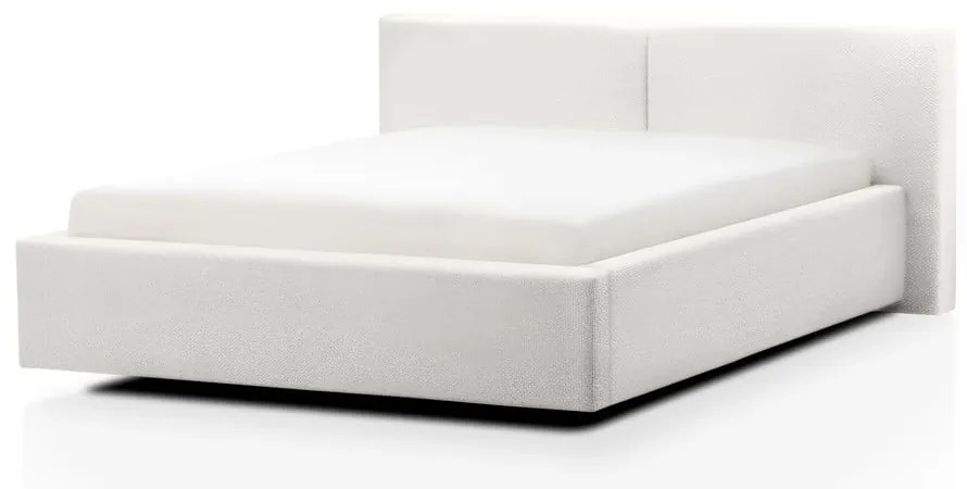 Letto matrimoniale imbottito bianco con contenitore con rete inclusa 140x200 cm Cube – Meise Möbel