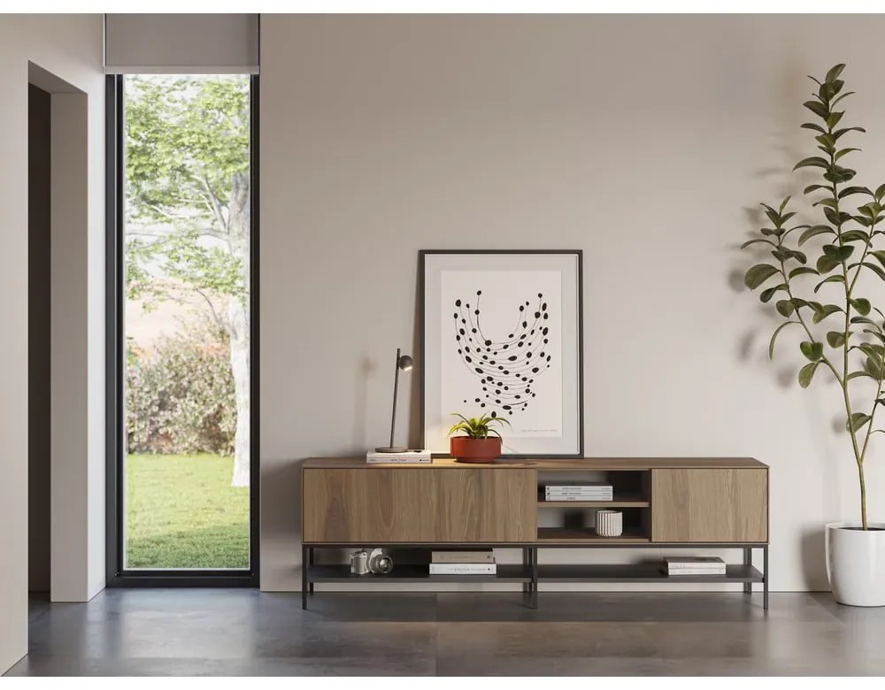 Mobile TV di colore naturale con effetto rovere 180x55x35 cm Amira – Marckeric