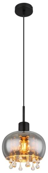 Globo 15839H - Lampadario a sospensione con filo CORRY 1xE27/9W/230V diametro 21 cm nero