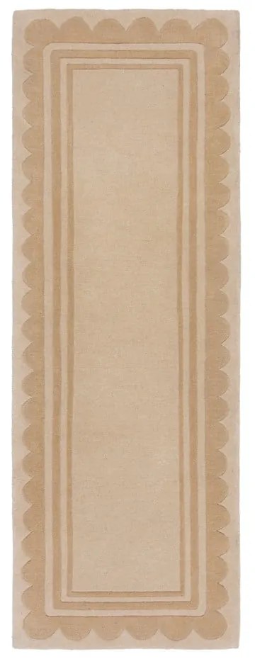 Tappeto in lana di colore naturale 80x230 cm Scallop - Flair Rugs