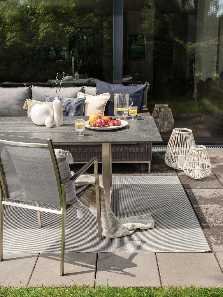 benuta Nest Tappeto per interno ed esterno Metro Grigio chiaro 200x290 cm - Tappeto outdoor per balcone, terrazzo e giardino