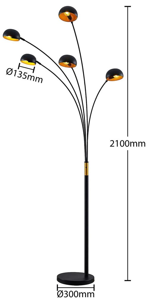 Lindby Lamiras piantana in nero e oro