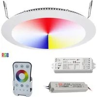 KIT cromoterapia faretto pannello LED 16W DMX 24V controllo vocale RGB incasso box doccia foro 22cm WiFi Alexa Google