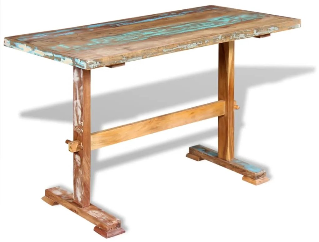 Tavolo pranzo piedistallo legno massello recupero 120x58x78 cm