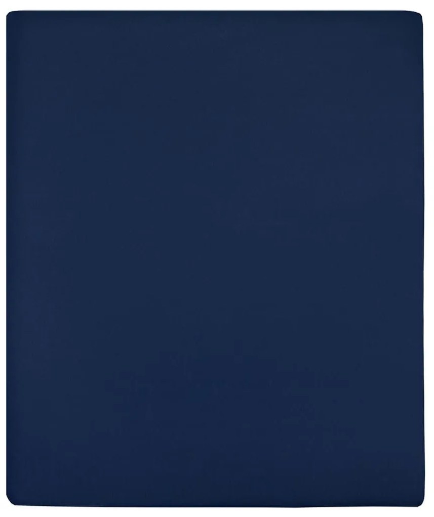 Lenzuola Con Angoli Jersey 2pz Blu Marino 100x200 Cm Cotone /