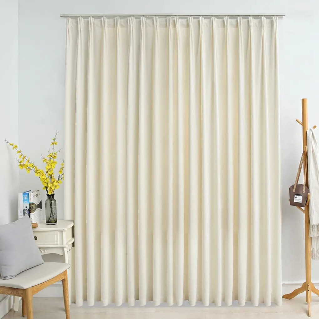 Tenda Oscurante Con Ganci Crema İn Velluto 290x245 Cm /