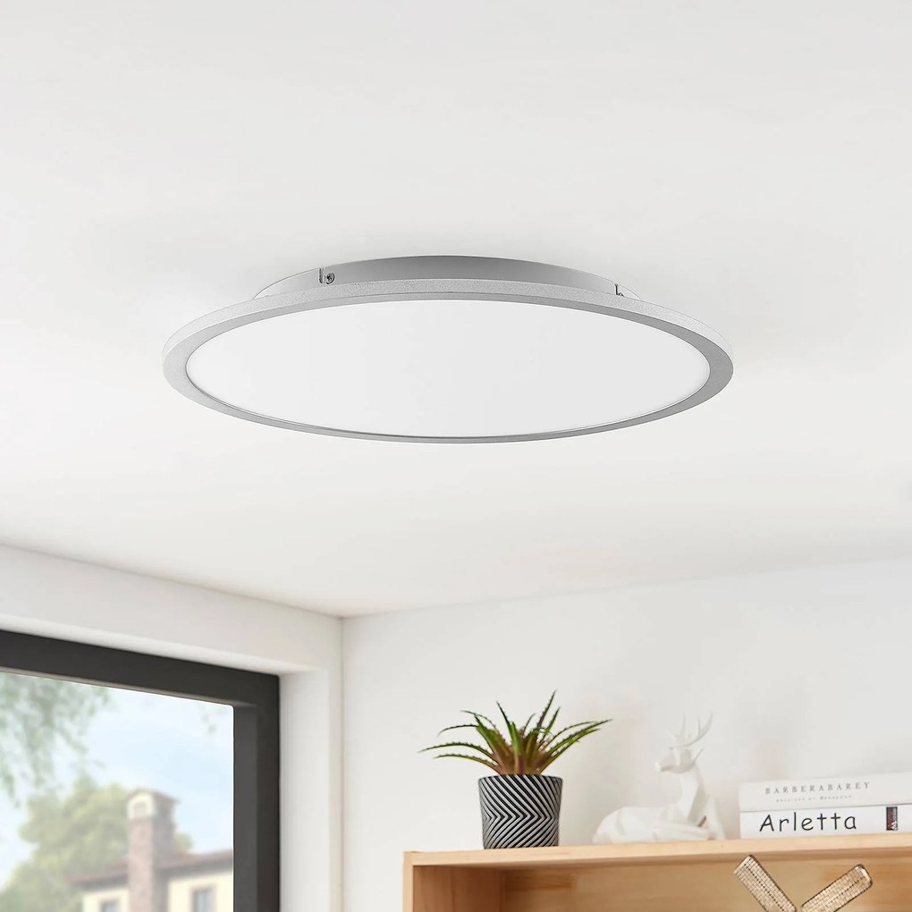Plafoniera a LED Narima Lindby, Alluminio / Grigio / Zincato, Cucina, Plastica, Moderno, Plafoniera LED