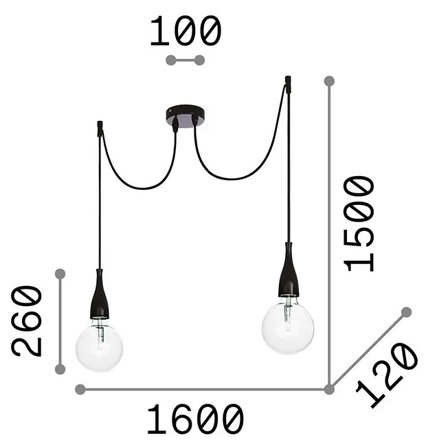 Sospensione Moderna Minimal Metallo Bianco 2 Luci E27 8W 3000K Luce Calda