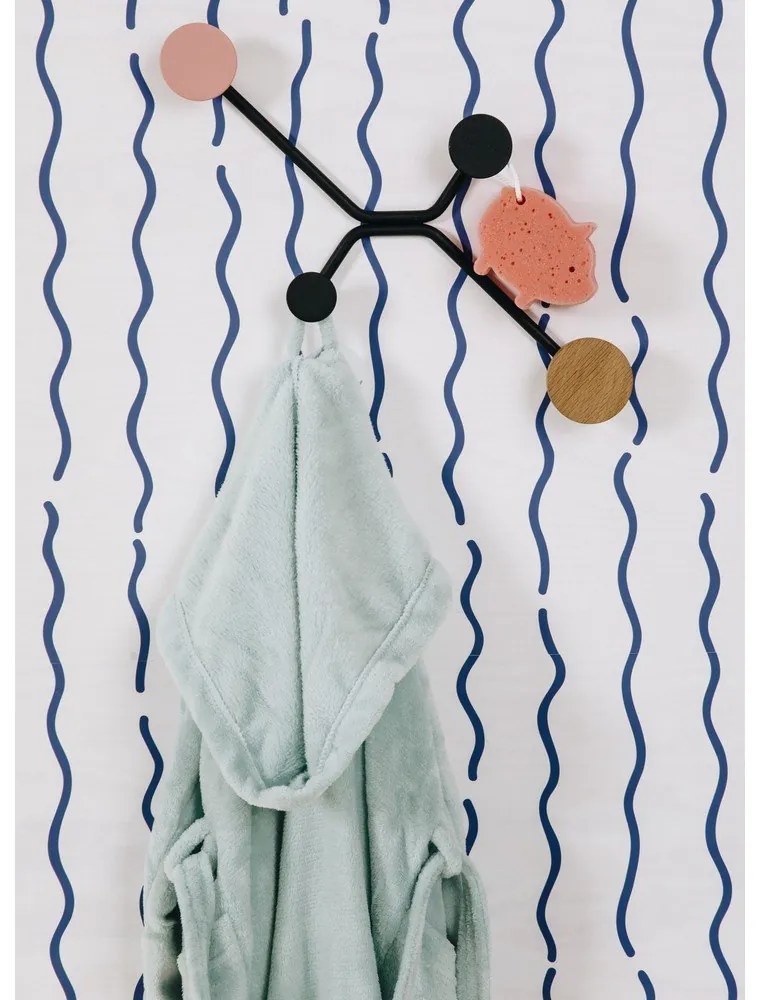 Appendiabiti da parete nero con dettaglio rosa Hook - Gazzda