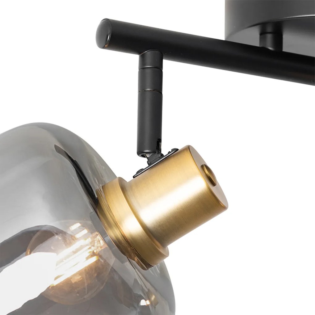 Faretto da soffitto nero con oro e vetro fumé 2 luci - Zuzanna