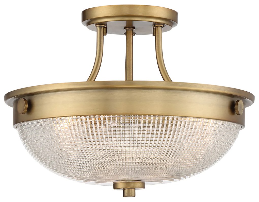 Lampadario Contemporaneo Mantle Vetro Ottone Anticato 2 Luci E27