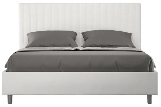 Letto matrimoniale contenitore imbottito 160x210 similpelle bianco Sunny
