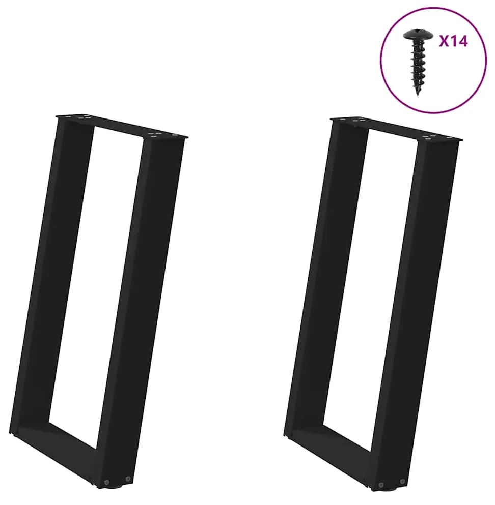 Gambe Tavolo Pranzo A Forma U 2 Pz Nero 50x(72-73) Cm Acciaio /