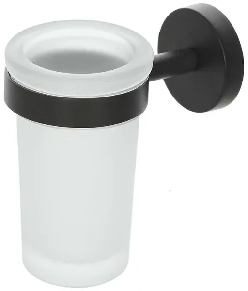 Bicchiere porta spazzolino a muro nero opaco linea Chic Black