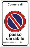 cartello 'passo carrabile' cm 60 x 40 106409nlm