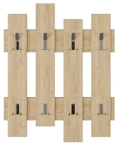 Appendiabiti a muro Wave rovere effetto legno 8 ganci