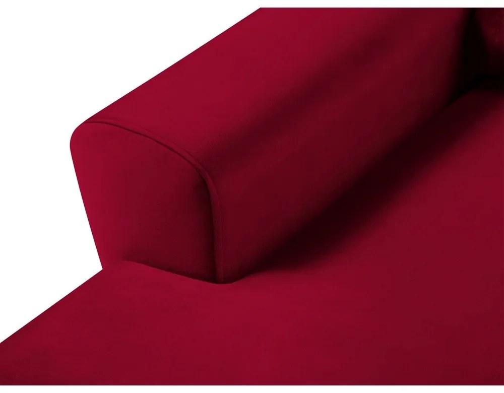 Divano angolare rosso allungabile e con contenitore (con penisola a sinistra/con chaise lounge) con rivestimento in velluto Kyoto – Cosmopolitan Design