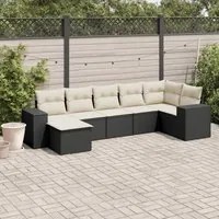 Set Divani da Giardino con Cuscini 7pz Nero Polyrattan 3255213