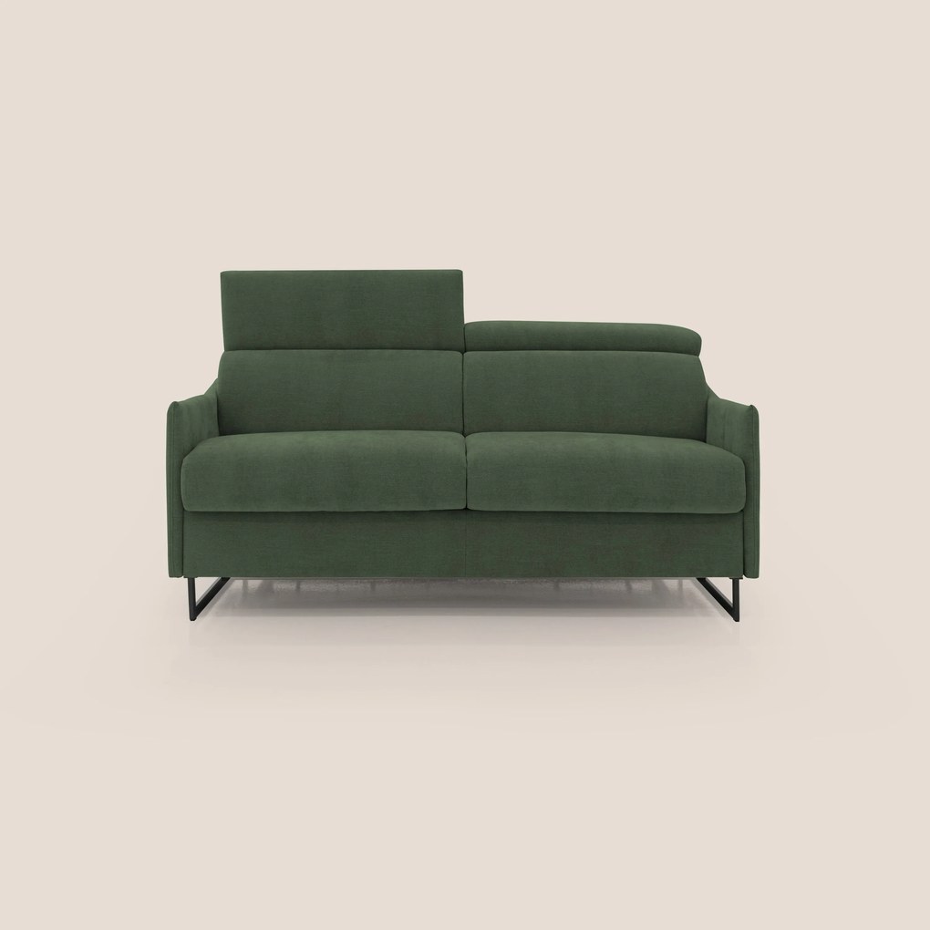 Loto divano letto salvaspazio materasso H18 cm con piedi alti in morbido tessuto impermeabile T14 verde