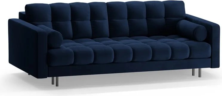 Divano blu scuro allungabile/con contenitore con rivestimento in velluto 222 cm Bali – Cosmopolitan Design