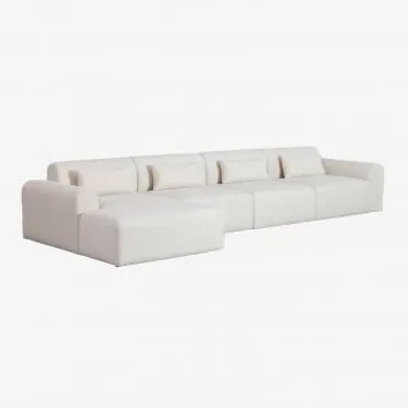 Divano Chaise Longue Sinistro Componibile In 4 Pezzi In Shearling Borjan Ciniglia Blanc - Sklum