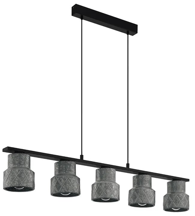 Lampadario Moderno Hilcott 5 Luci Acciaio Nero