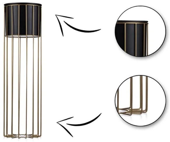 Vaso da fiori in metallo LOFT 70x20 cm oro/nero