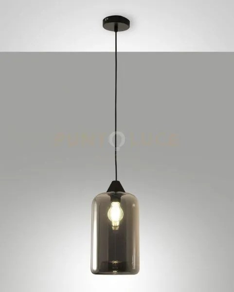 Silo sospensione fume' 1 luce in vetro soffiato struttura in metall...