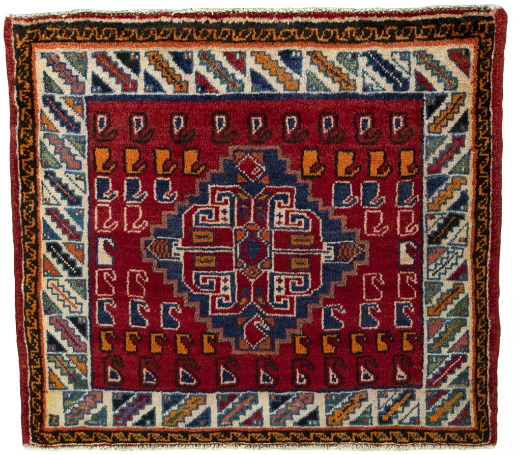 Shiraz Tappeto persiano 80 x 70 Rosso (Iran) Annodato A Mano