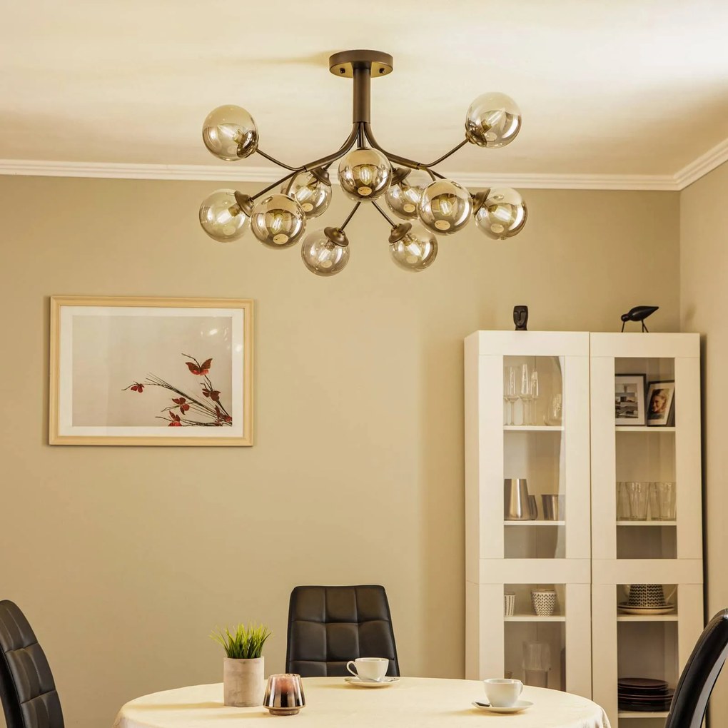 Avonni Plafoniera AV-4286-12-BSY con sfere in vetro fumé