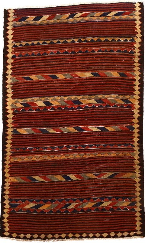 Kilim Tappeto 230x140 Marrone (Iran) Tessuto A Mano